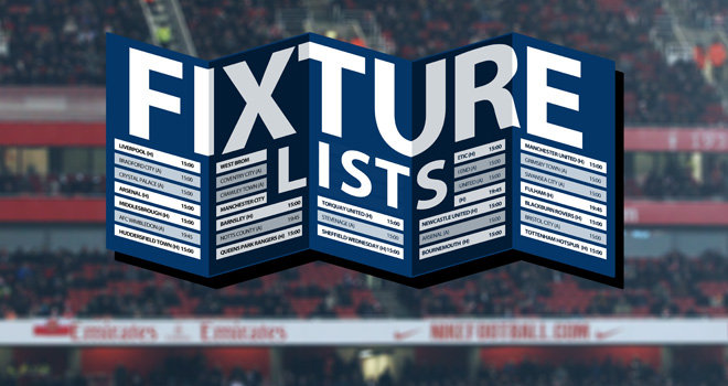 Fixtures published up to 4th January 2015